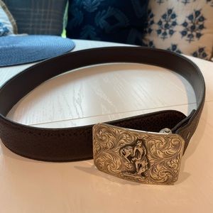 Sunset Trails Buckle with Brown Leather Belt